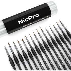 Nicpro Micro Detail Paint Brush Set,15 PCS Black Small Professional Miniature Fine Detail Brushes for Watercolor Oil Acrylic