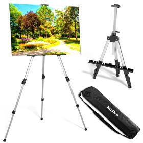 Nicpro Painting Easel for Display, Adjustable Height 17'' to 66'' Tabletop & Floor Art Easel, Aluminum Tripod Artist Easels Stand Canvas