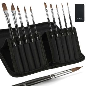 Nicpro 10 Pcs Sable Watercolor Brush Set, Professional Watercolor Paint Brushes