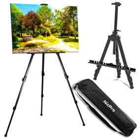 Nicpro Artist Easel Stand, Adjustable Easels for Painting Canvas Height from17 to 66", Black Art Easel for Table-Top/Floor Display