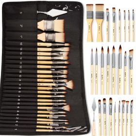 Nicpro 24 Pcs Paint Brushes Set, Paint Brushes for Acrylic Painting, Art Supplies for Watercolor & Gouache Kids Adults