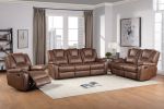 Katrine - PU Manual Reclining Sofa - Chestnut Brown