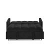 Loveseats Sofa Bed with Pull-out Bed,Adjsutable Back and Two Arm Pocket,TypeC and USB Charging with Copper nail,Black (47"x53"x31")