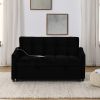 Loveseats Sofa Bed with Pull-out Bed,Adjsutable Back and Two Arm Pocket,TypeC and USB Charging with Copper nail,Black (47"x53"x31")