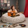 Jaxx 6 Foot Cocoon - Large Bean Bag Chair for Adults, Premium Luxe Faux Fur - Silver Fox