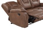 Katrine - PU Manual Reclining Sofa - Chestnut Brown