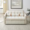 Modern 55.5" Pull Out Sleep Sofa Bed 2 Seater Loveseats Sofa Couch with side pockets, Adjsutable Backrest and Lumbar Pillows for Apartment Office Livi