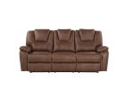 Katrine - PU Manual Reclining Sofa - Chestnut Brown