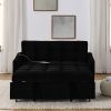 Loveseats Sofa Bed with Pull-out Bed,Adjsutable Back and Two Arm Pocket,TypeC and USB Charging with Copper nail,Black (47"x53"x31")