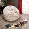 Jaxx 6 Foot Cocoon - Large Bean Bag Chair for Adults, Premium Luxe Faux Fur - Silver Fox