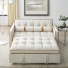 Modern 55.5" Pull Out Sleep Sofa Bed 2 Seater Loveseats Sofa Couch with side pockets, Adjsutable Backrest and Lumbar Pillows for Apartment Office Livi