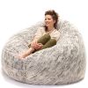 Jaxx 6 Foot Cocoon - Large Bean Bag Chair for Adults, Premium Luxe Faux Fur - Silver Fox